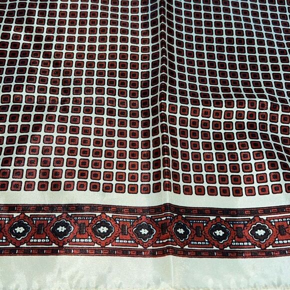 Vintage Square Scarf 21"x21" Geometric & Paisley Border - Picture 2 of 2